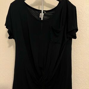 Venus black tee with knot detail